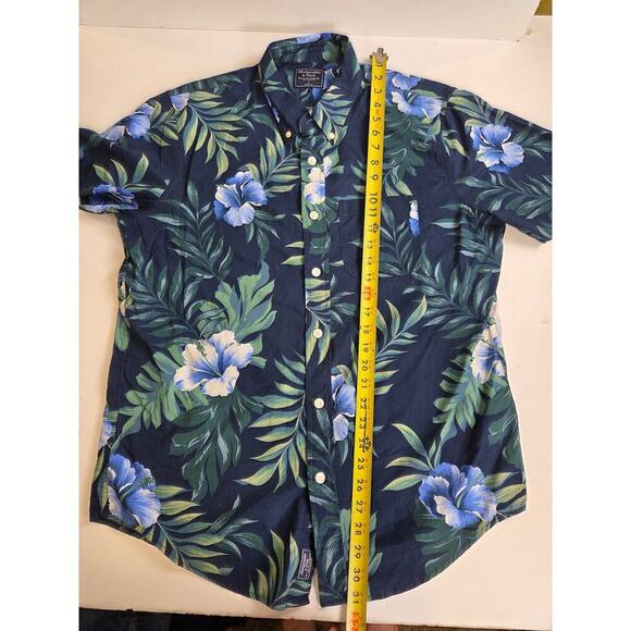 Abercrombie and Fitch Blue Green Hawaiian Coastal Button Up Shirt Large - Picture 3 of 5